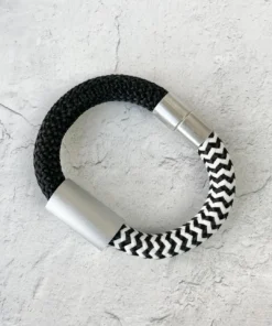 Christina Brampti Christina Brampti Mixed Cord & Aluminum Magnet Bracelet, Silver/Black