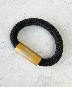 Christina Brampti Cord & Aluminum Hidden Magnet Bracelet, Brushed Gold/Black Christina Brampti