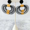 Christina Brampti Christina Brampti Large Double Mesh & Cord Hoop Earrings, Black/Gold