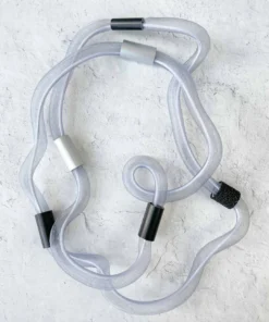 Christina Brampti Long Elastic In Tulle Necklace, Light Grey/Black