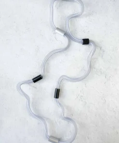 Christina Brampti Long Elastic In Tulle Necklace, Light Grey/Black