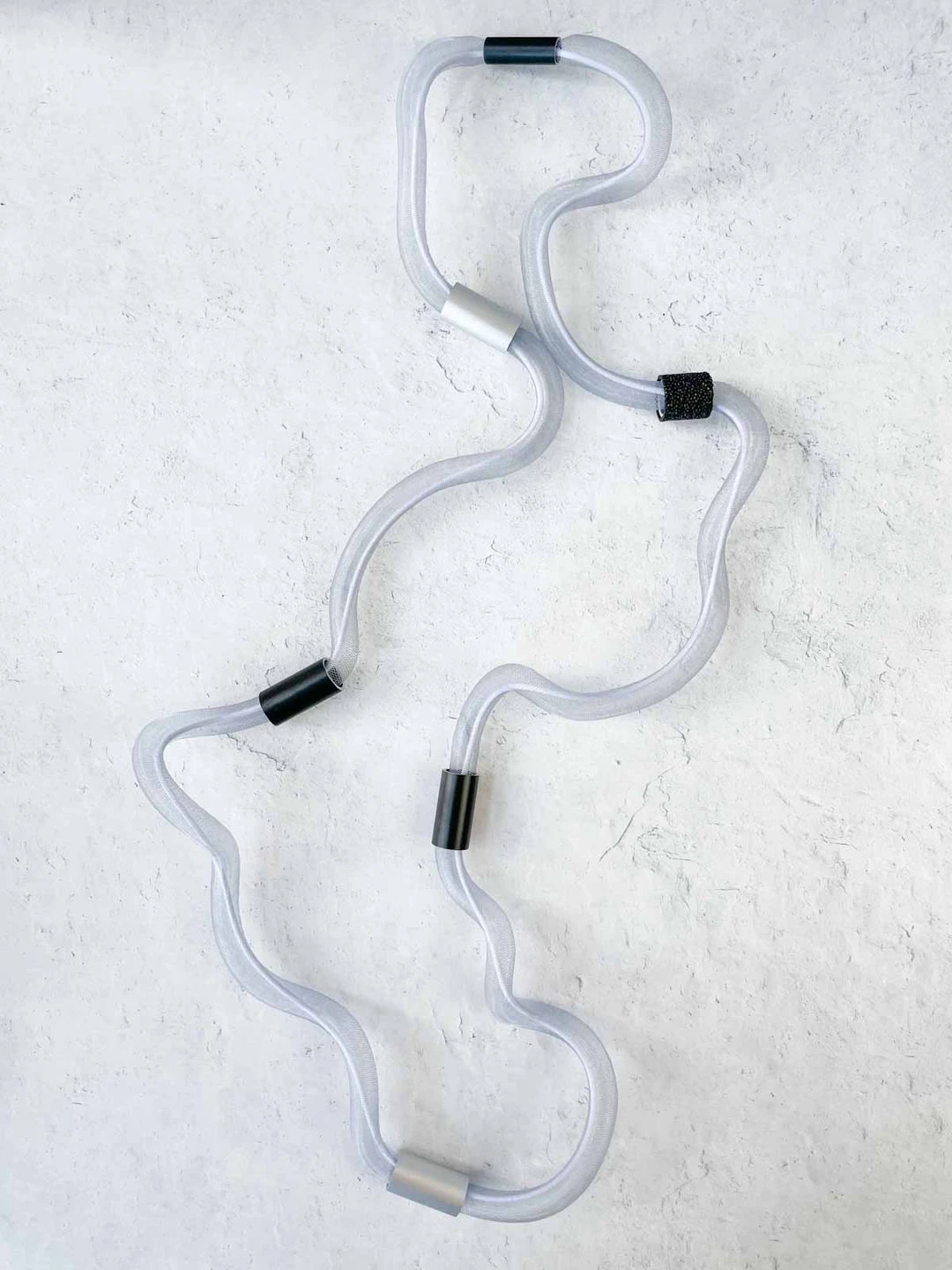 Christina Brampti Long Elastic In Tulle Necklace, Light Grey/Black