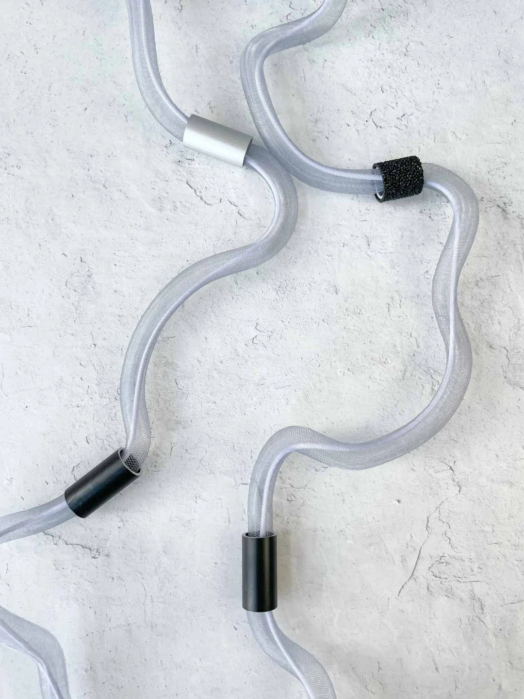 Christina Brampti Long Elastic In Tulle Necklace, Light Grey/Black