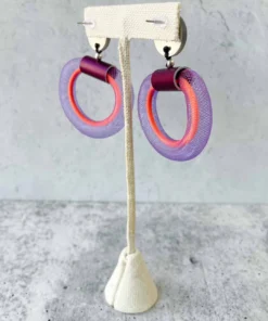 Christina Brampti Small Mesh & Cord Hoop Earrings, Purple/Orange Christina Brampti