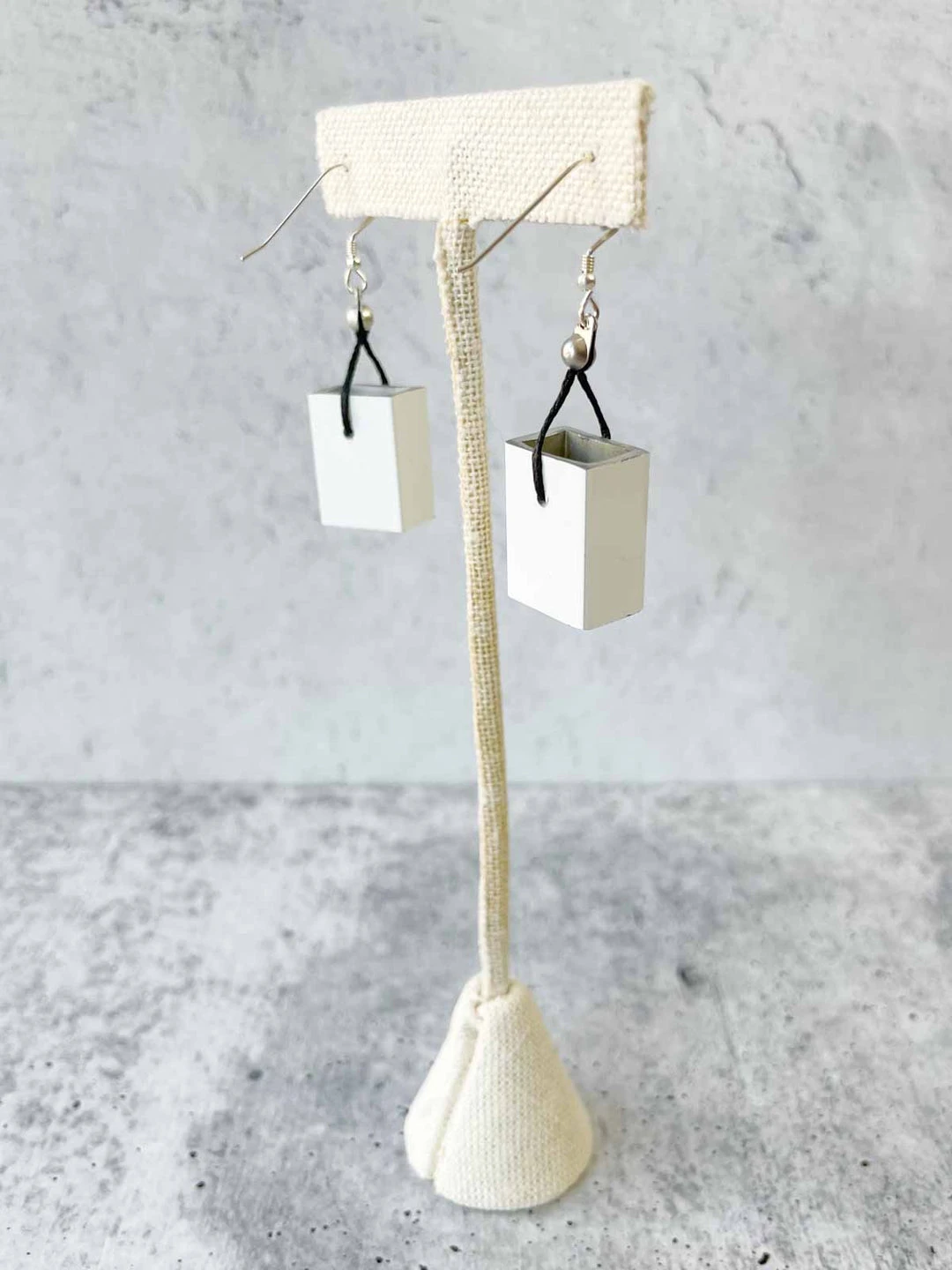 Christina Brampti Christina Brampti Small Rectangular Aluminum Drop Earrings, White