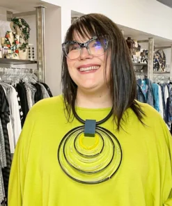 Christina Brampti XL Acrylic Circles Necklace, Black/Clear/Yellow Christina Brampti