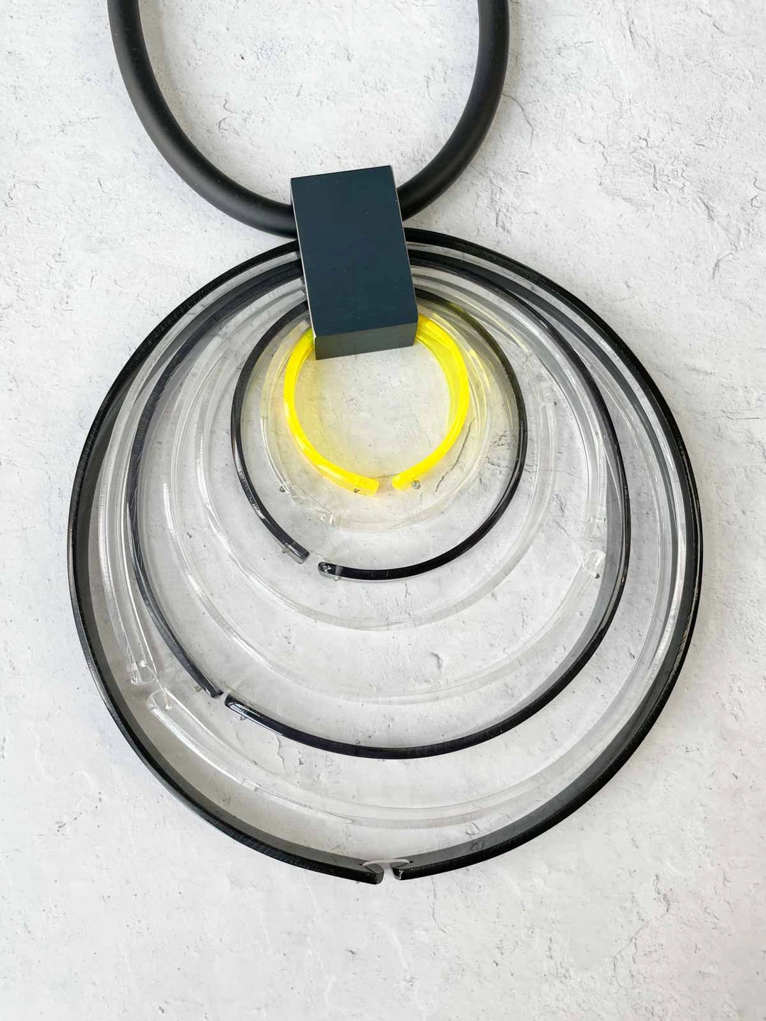 Christina Brampti XL Acrylic Circles Necklace, Black/Clear/Yellow Christina Brampti