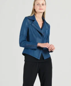 Clara Sunwoo Clara Sunwoo Studded Liquid Leather Jacket, Navy