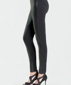Clara Sunwoo Liquid Leather Two Tone Legging, Black Clara Sunwoo