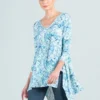 Clara Sunwoo Sunburst Mandala Print V-Neck Hi-Low Envelope Hem Tunic, White/Blue 2 Clara Sunwoo Sunburst Mandala Print V-Neck Hi-Low Envelope Hem Tunic, White/Blue