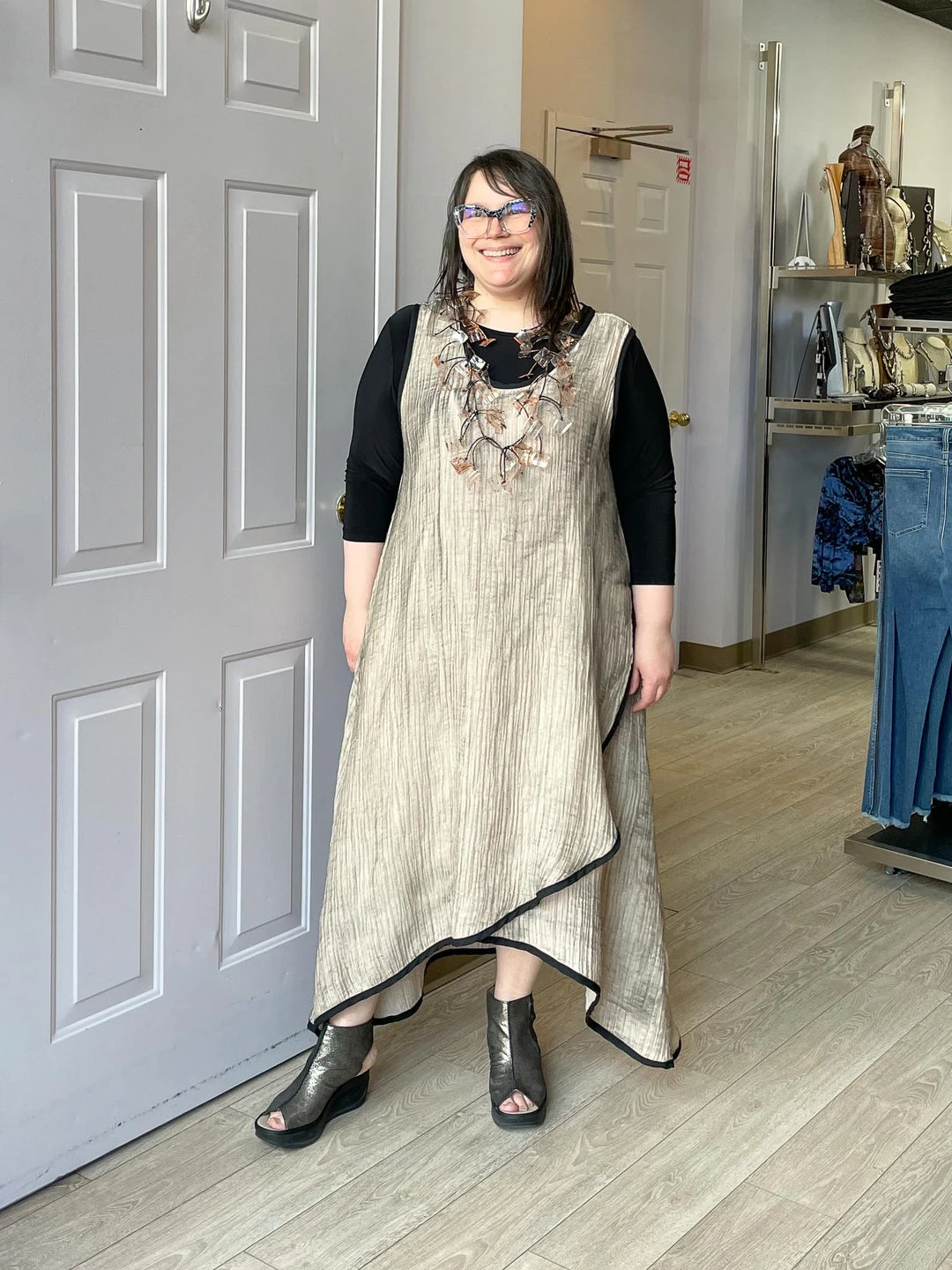 Cynthia Ashby Cynthia Ashby Joy Dress, Natural Airbrush 3 Cynthia Ashby Cynthia Ashby Joy Dress, Natural Airbrush