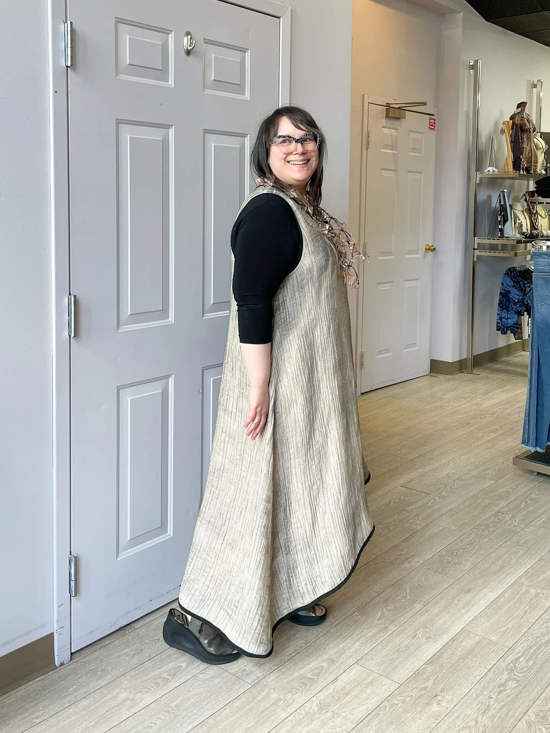 Cynthia Ashby Cynthia Ashby Joy Dress, Natural Airbrush 6 Cynthia Ashby Cynthia Ashby Joy Dress, Natural Airbrush