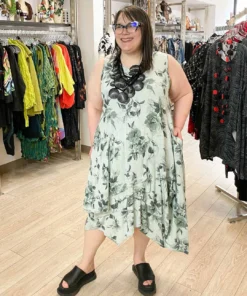 Dress To Kill Glamour Tuck Dress, Mint Black Floral