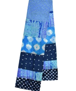 Dupatta Designs Cougar Silk Velvet Patchwork Scarf, Navy Dupatta Designs