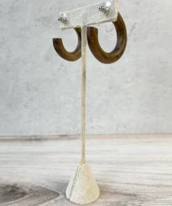 Escape From Paris Wooden Hoop Earrings, Dark Natural