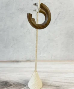 Escape From Paris Wooden Hoop Earrings, Dark Natural