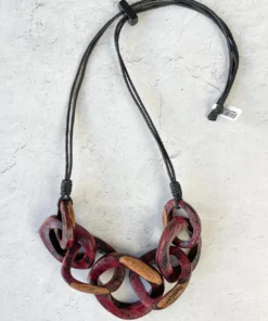 Escape From Paris Escape From Paris Chunky Wooden Rings Necklace, Ruby