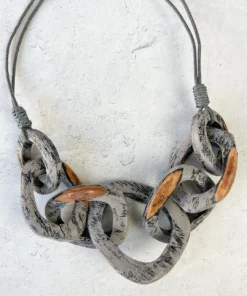Escape From Paris Escape From Paris Chunky Wooden Rings Necklace, Grey