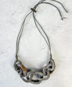 Escape From Paris Escape From Paris Chunky Wooden Rings Necklace, Grey