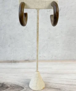 Escape From Paris Wooden Hoop Earrings, Dark Natural