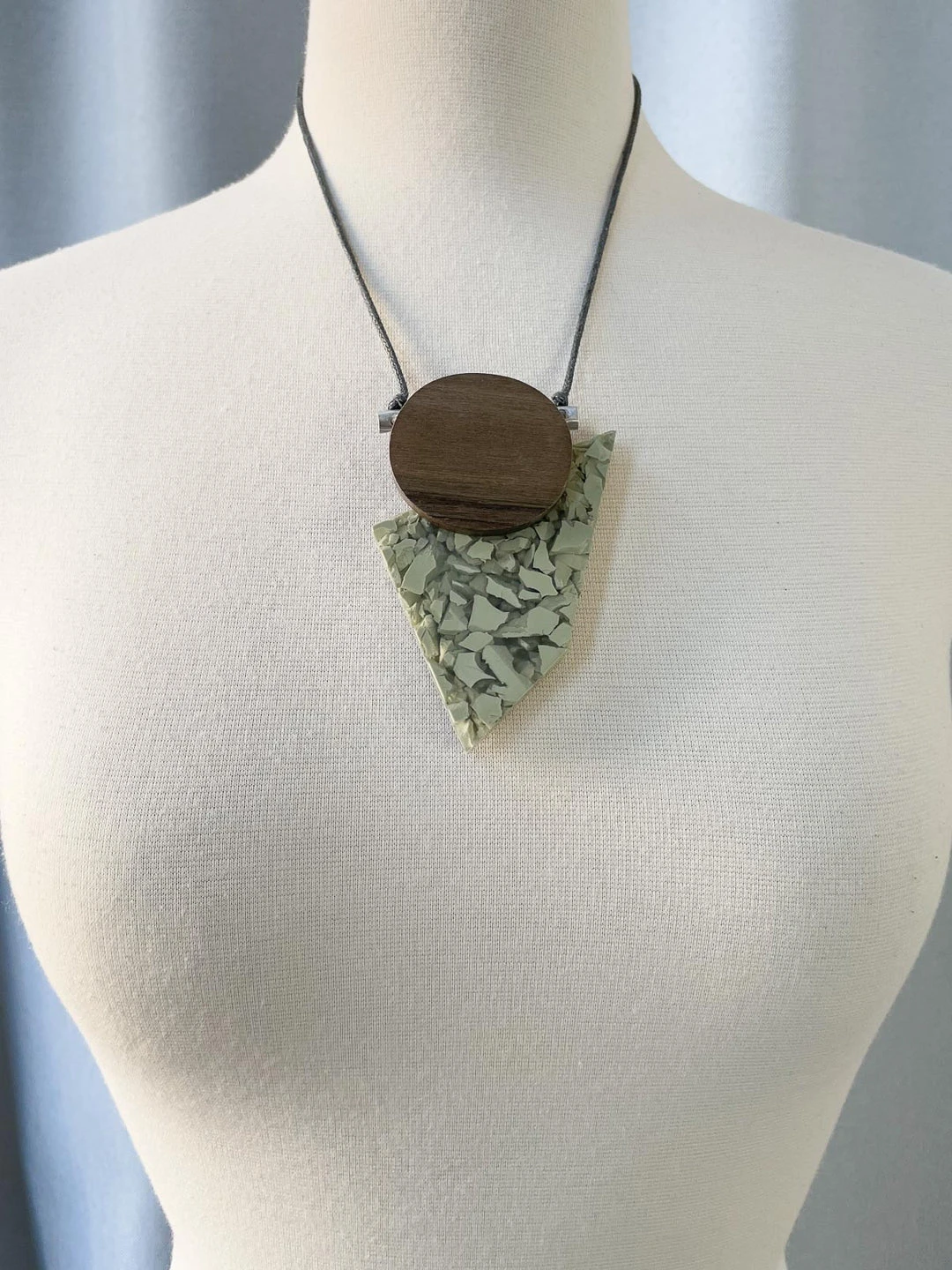 Escape From Paris Escape From Paris Geometric Wood & Resin Necklace, Grey 7 Escape From Paris Escape From Paris Geometric Wood & Resin Necklace, Grey