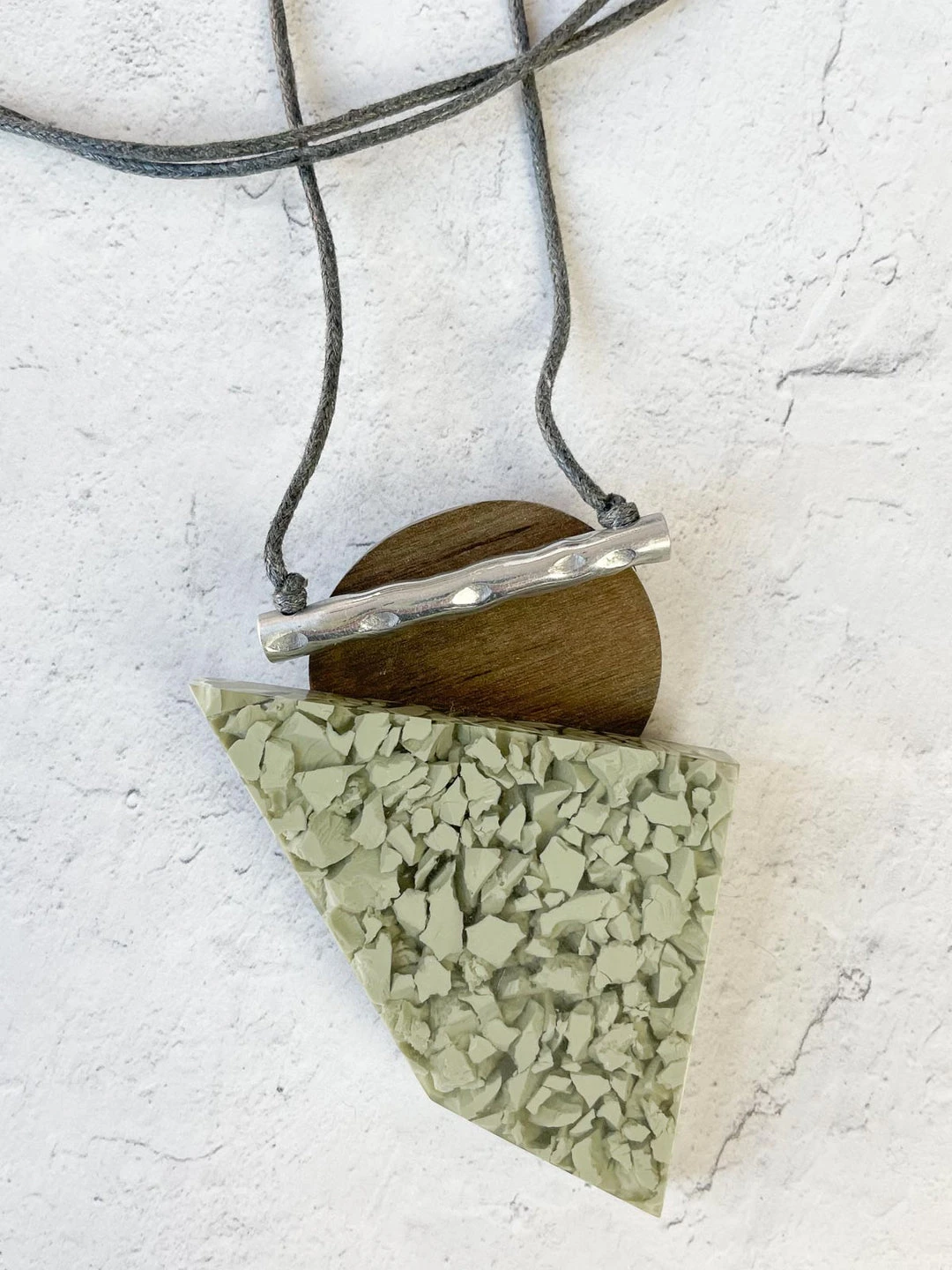 Escape From Paris Escape From Paris Geometric Wood & Resin Necklace, Grey 5 Escape From Paris Escape From Paris Geometric Wood & Resin Necklace, Grey