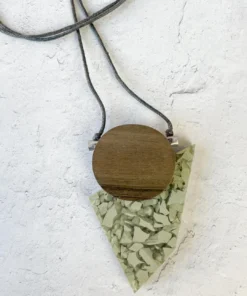 Escape From Paris Escape From Paris Geometric Wood & Resin Necklace, Grey