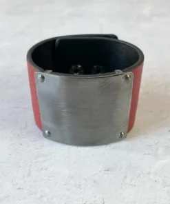 Escape From Paris Escape From Paris Metal Center Leather Cuff, Ruby/Brushed Gunmetal 8 Escape From Paris Escape From Paris Metal Center Leather Cuff, Ruby/Brushed Gunmetal