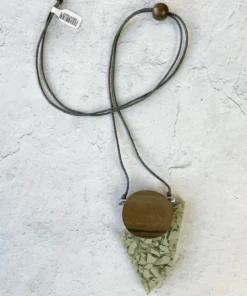 Escape From Paris Escape From Paris Geometric Wood & Resin Necklace, Grey