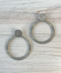Escape From Paris Escape From Paris Large Resin Circle Post Earrings, Silver/Grey