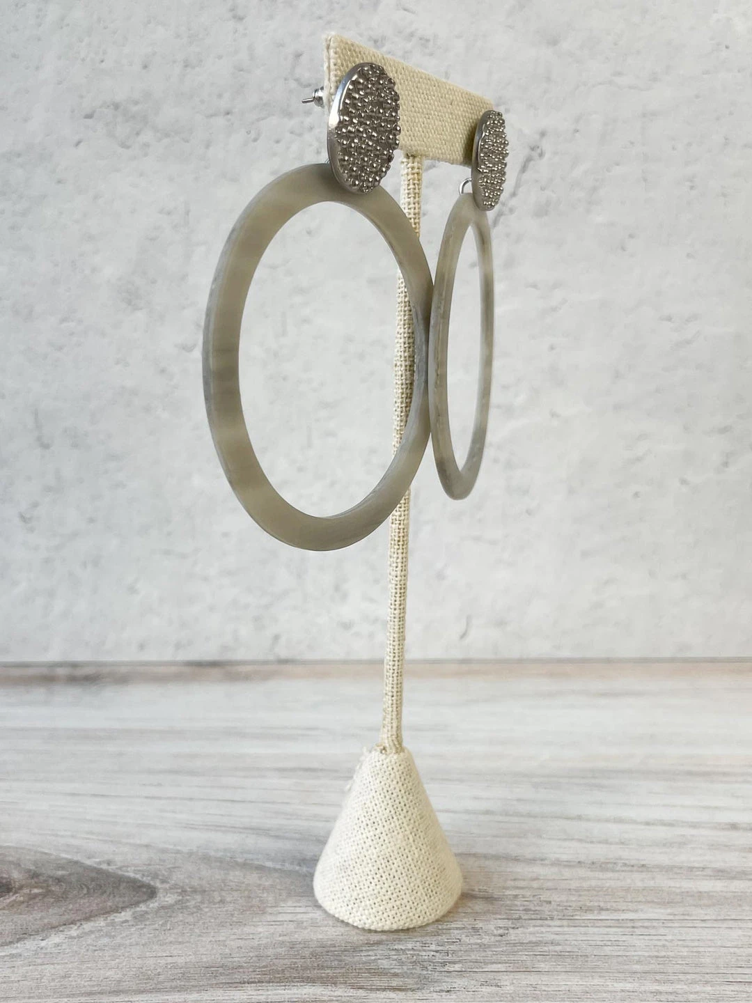 Escape From Paris Escape From Paris Large Resin Circle Post Earrings, Silver/Grey 5 Escape From Paris Escape From Paris Large Resin Circle Post Earrings, Silver/Grey