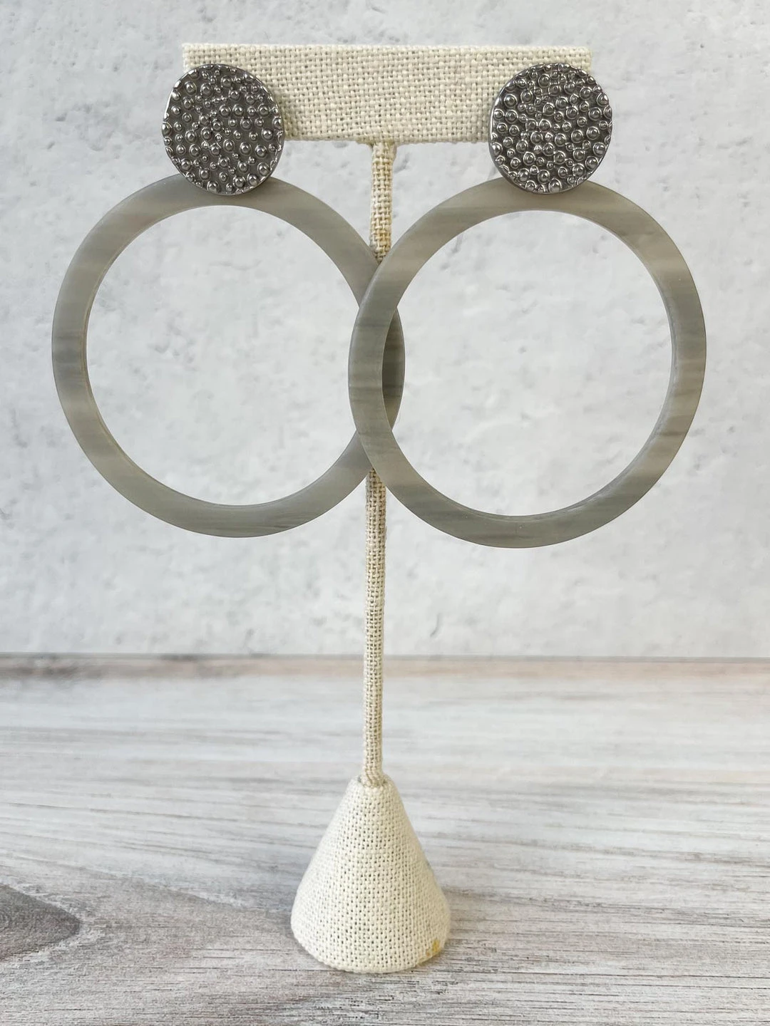 Escape From Paris Escape From Paris Large Resin Circle Post Earrings, Silver/Grey 4 Escape From Paris Escape From Paris Large Resin Circle Post Earrings, Silver/Grey