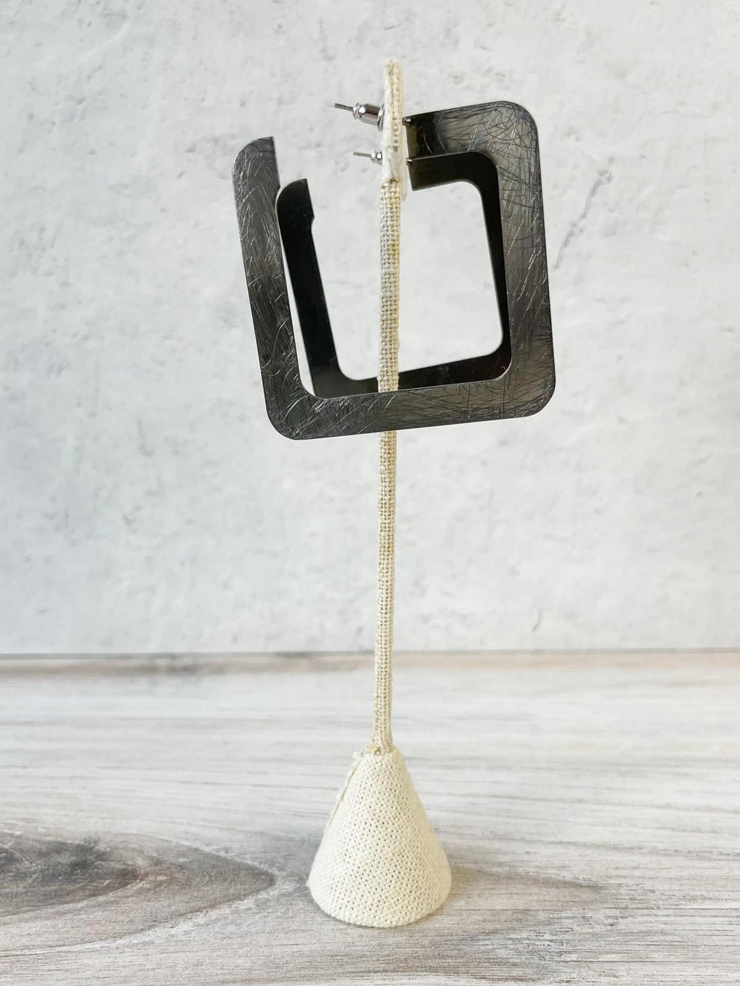 Escape From Paris Large Square Hoop Earrings, Brushed Hematite Escape From Paris 5 Escape From Paris Large Square Hoop Earrings, Brushed Hematite Escape From Paris