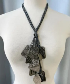 Escape From Paris Geometric Cluster Drop Necklace, Grey Escape From Paris