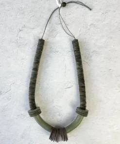 Escape From Paris Two-Tone Wood Disc Bead Necklace, Truffle Escape From Paris