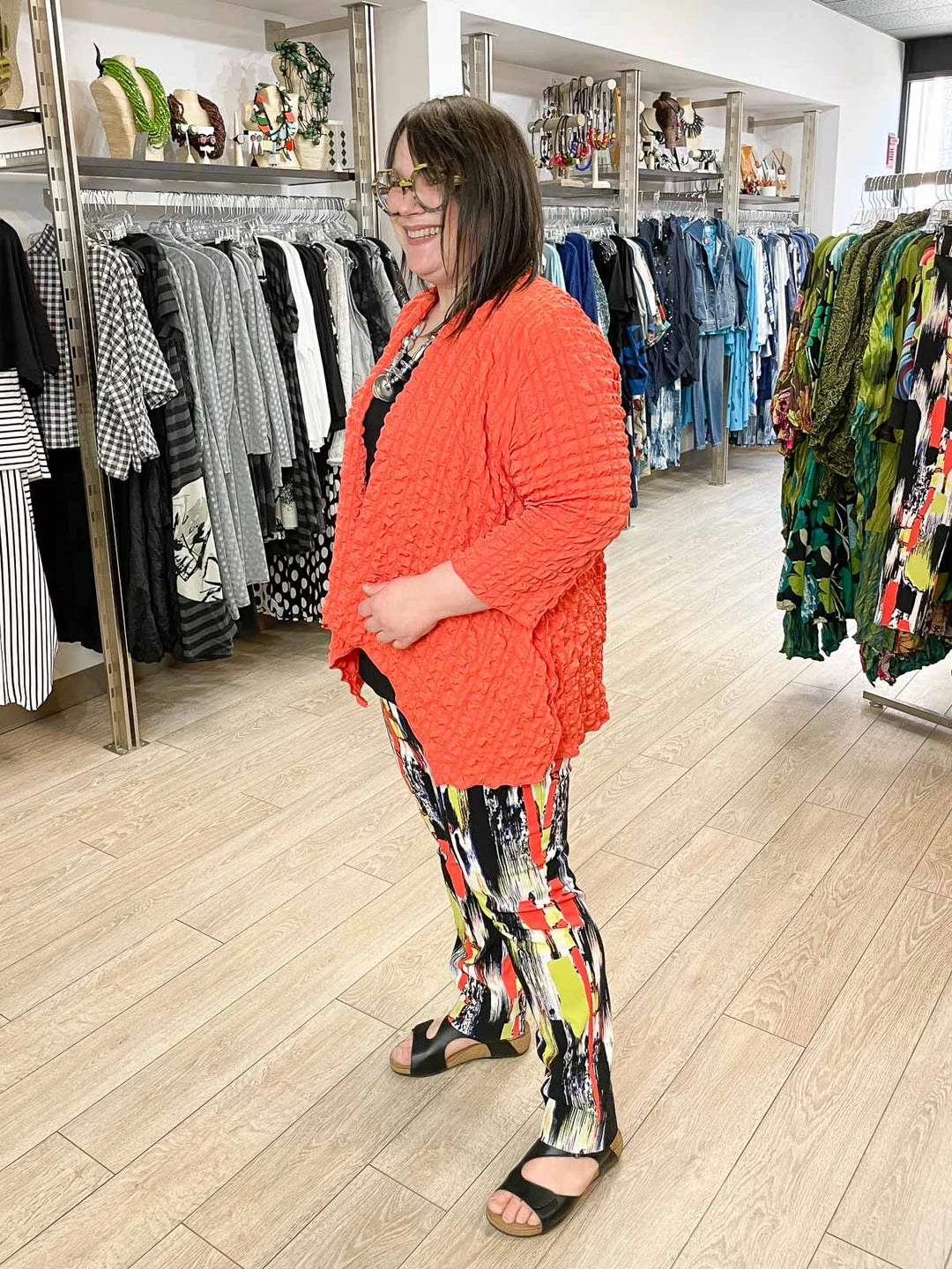 IC Collection Check Pucker Cover Up, Coral IC Collection