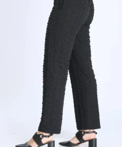 IC Collection IC Collection Check Pucker Tapered Pant, Black