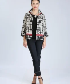 IC Collection Crosshatch Pattern Jacket, Taupe