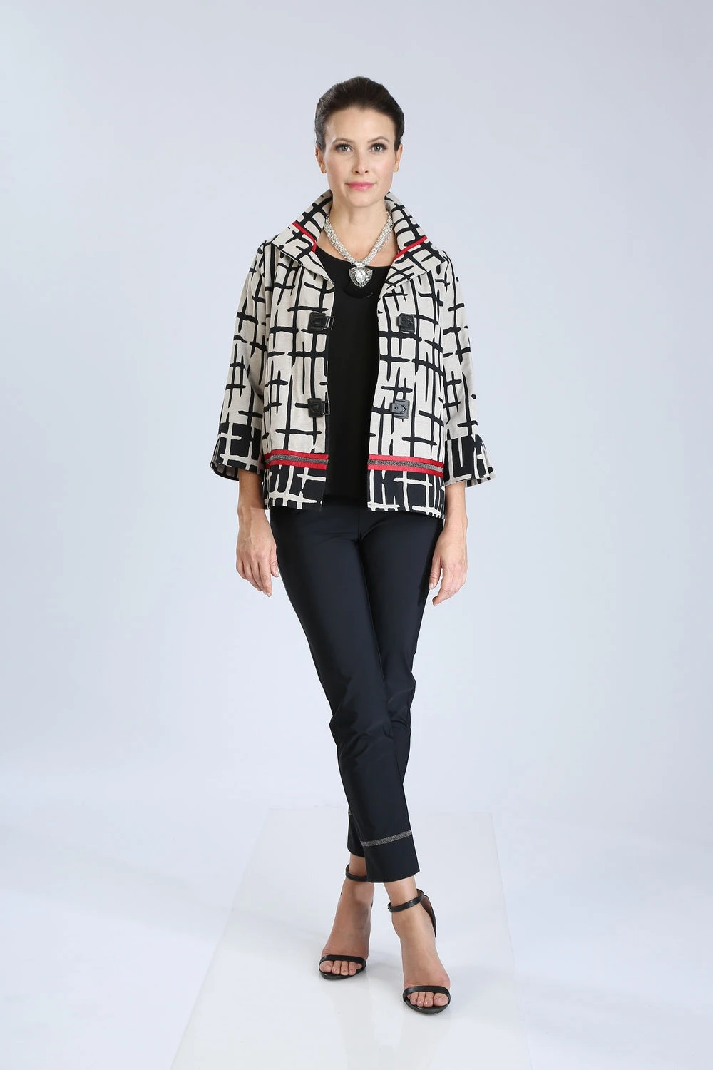IC Collection Crosshatch Pattern Jacket, Taupe