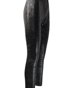 IC Collection Crushed Faux Leather Legging, Black