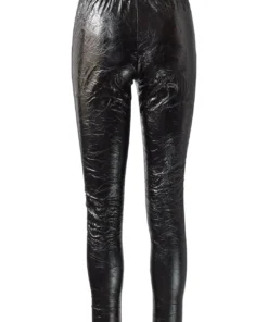 IC Collection Crushed Faux Leather Legging, Black