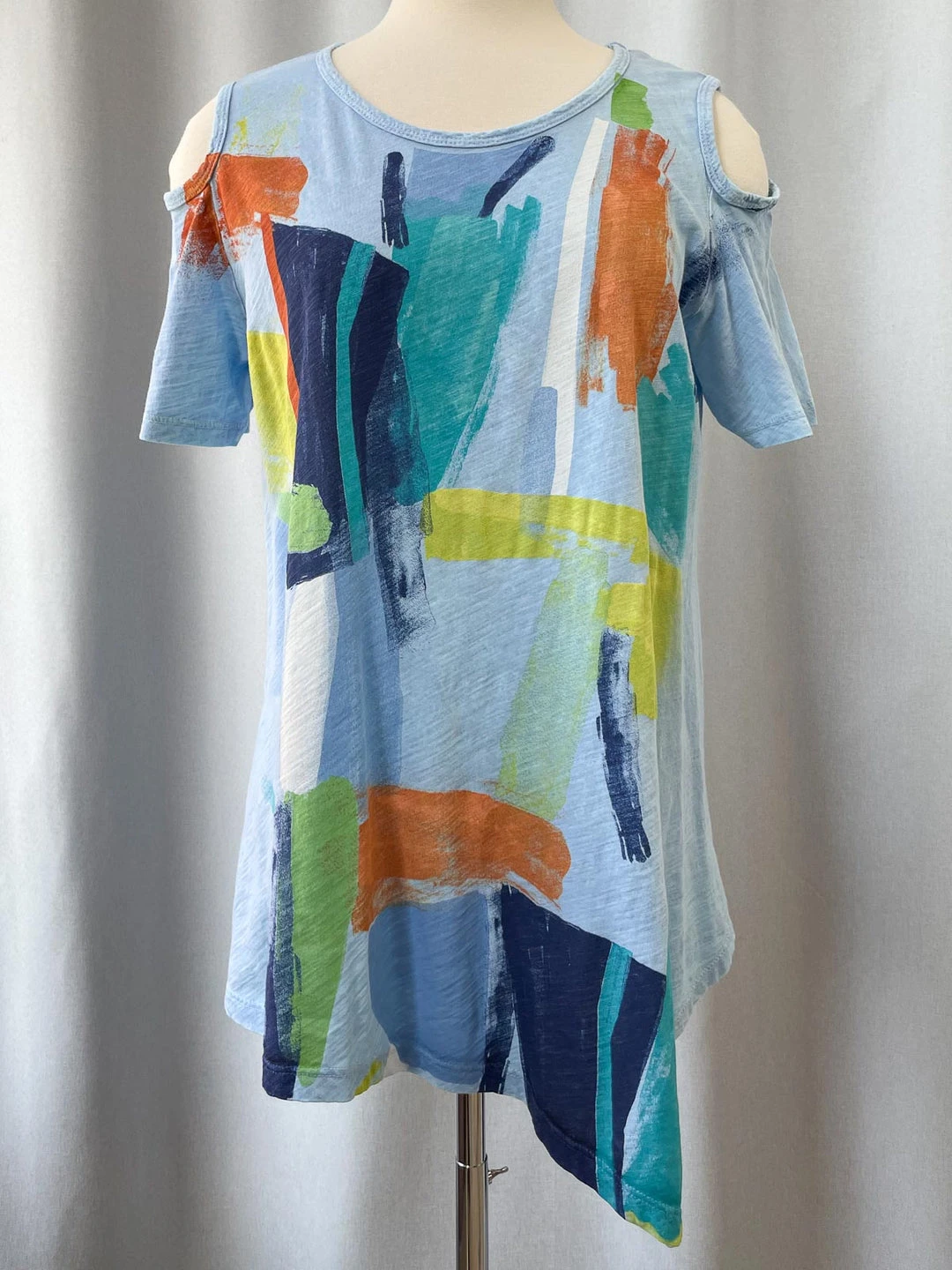 Jess & Jane Palette Mineral Wash Cold Shoulder Asymmetric Tunic, Ice Blue Jess & Jane 3 Jess & Jane Palette Mineral Wash Cold Shoulder Asymmetric Tunic, Ice Blue Jess & Jane