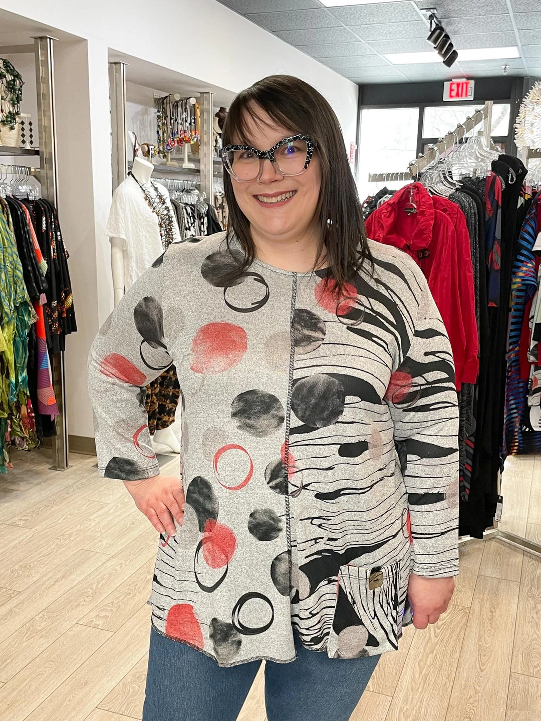 Jess & Jane Dazzling Heather Knit Pocket Top, Multi Jess & Jane 5 Jess & Jane Dazzling Heather Knit Pocket Top, Multi Jess & Jane