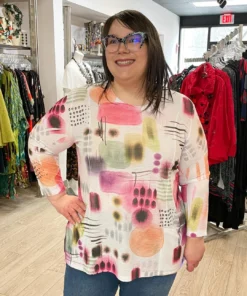 Jess & Jane Verona Bulgari Patch Pocket Top, Multi Jess & Jane