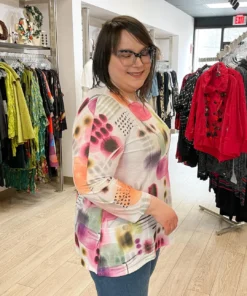 Jess & Jane Verona Bulgari Patch Pocket Top, Multi Jess & Jane