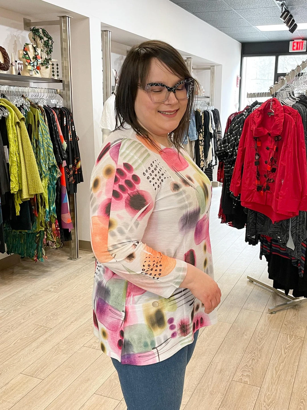 Jess & Jane Verona Bulgari Patch Pocket Top, Multi Jess & Jane