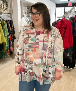 Jess & Jane Villa Chiffon Contrast Tunic Top, Multi Jess & Jane