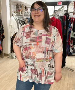 Jess & Jane Villa Patch Pocket Burnout Tunic, Multi