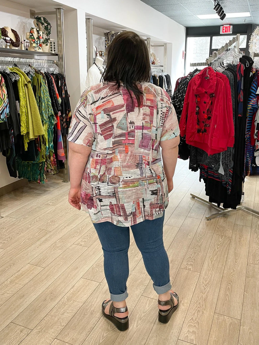 Jess & Jane Villa Patch Pocket Burnout Tunic, Multi