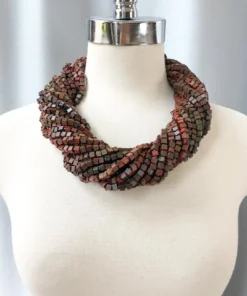 Jianhui London Jianhui London Hand Painted The Next Pashmina Beaded Necklace, Wine/Green